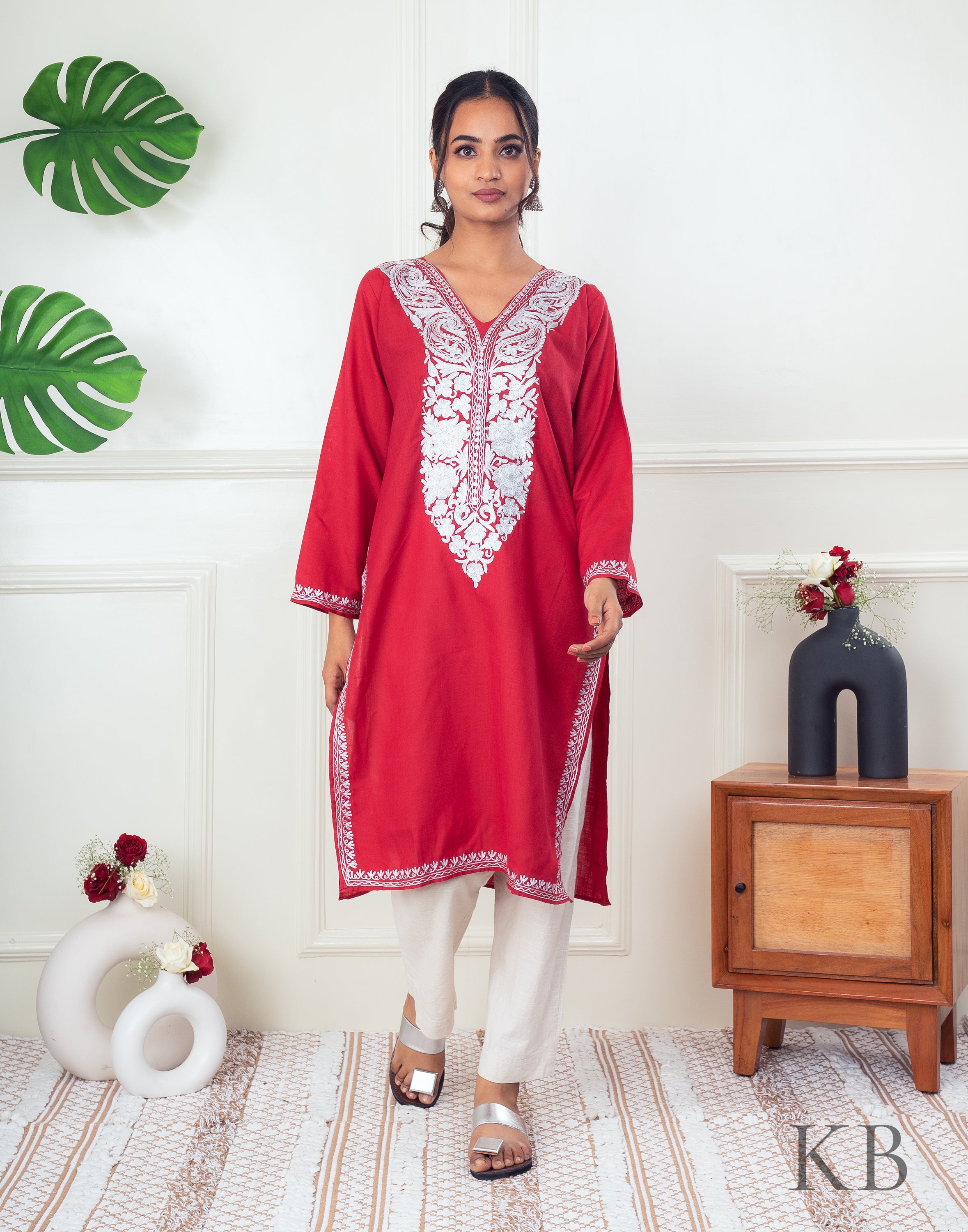 Buy Anubhutee Maroon A Line Pure Cotton Kurti for Women's Online @ Tata CLiQ